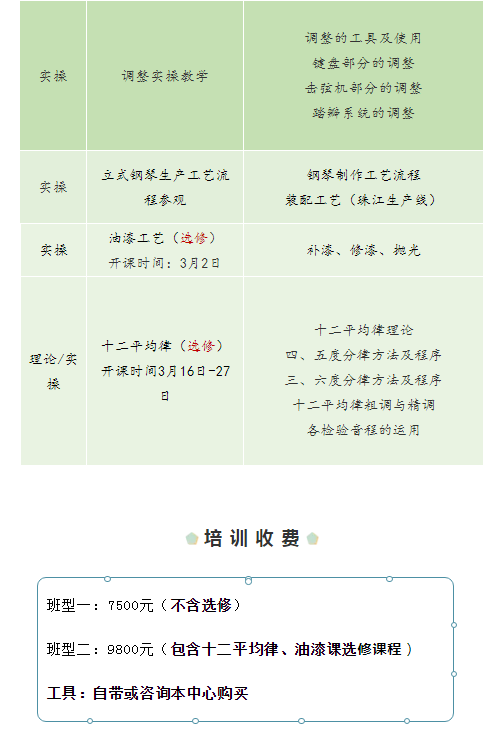 第49期立式钢琴调律初级班开始招生
